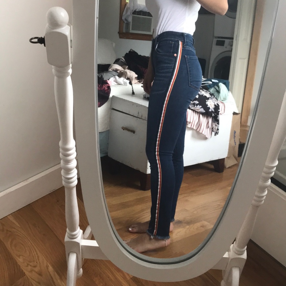 Race stripped high waisted jeans